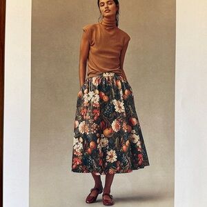 Jacie Faux leather Midi Floral A-Line Skirt by Maeve